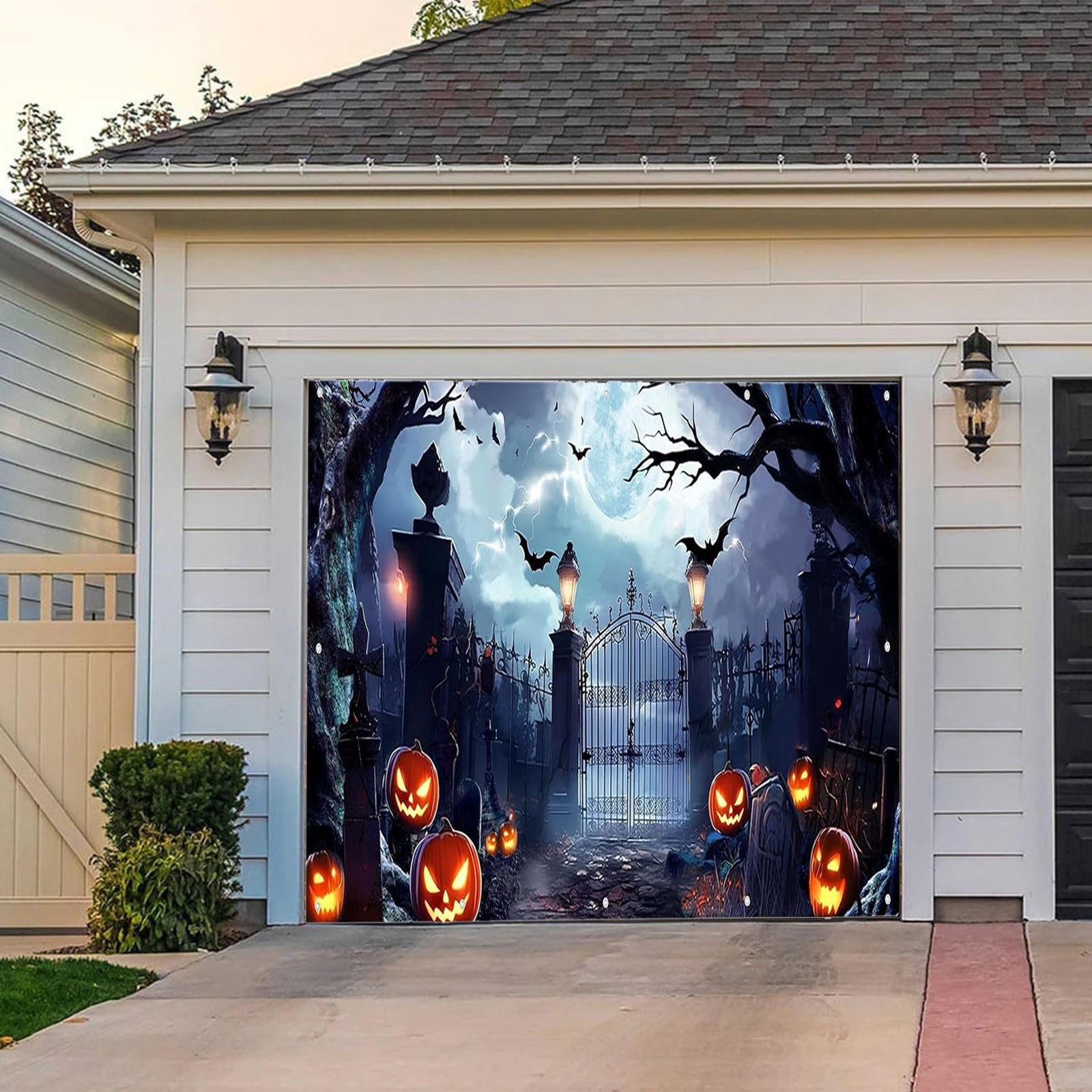 Votnto Halloween Garage Door Cover, Halloween Garage Door Banner, Happy