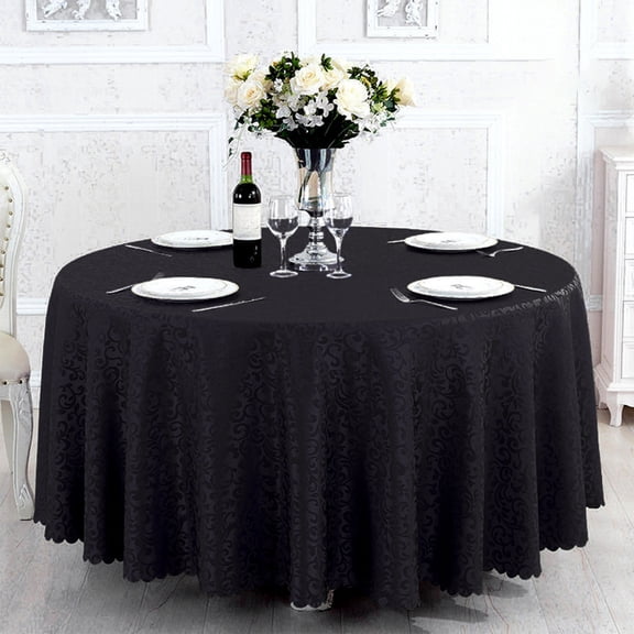 Votnto Hotel Wedding Tablecloths Restaurant Round Table Cloths Dining Table Covers Washable Table Clothes Cover for Wedding, Graduation & Banquet Black
