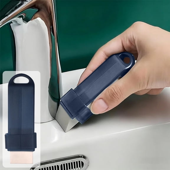Votnto Multifunctional Mini Scraper Cleaning Tool 3.74×1.18×0.79in, Scratch-Free Rubber Edge Cleaner for Faucet Glass Stove Tile Limescale Grease Removal, Portable Kitchen Bathroom Cleaning Gadget