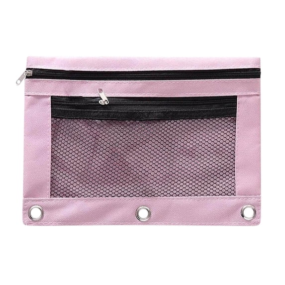 Votnto Pencil Pouch 3 Ring Zipper Pencil Pouches, Case Binder Cosmetic Bag Mesh Storage Organizer