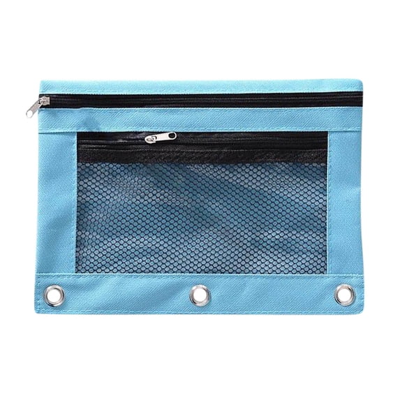 Votnto Pencil Pouch 3 Ring Zipper Pencil Pouches, Case Binder Cosmetic Bag Mesh Storage Organizer