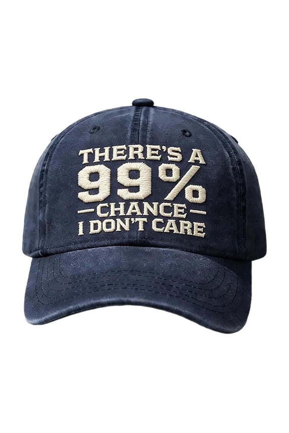 "There's a 99% Chance I Don't Care" Embroidered Baseball Cap, Adjustable Vintage Washed Cotton Dad Hat, Outdoor Sun Visor Cap for Men & Women, Casual Fashion Hat for Hiking, Beach, Daily Wear