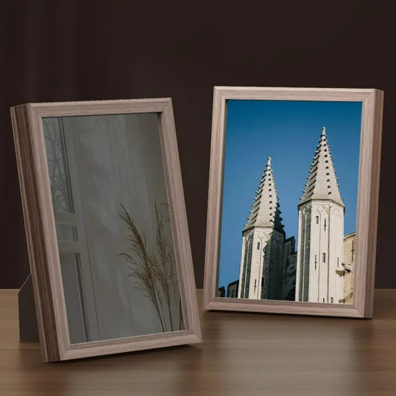 Votones Custom Wooden Frame for Architectural Photos - LED Lighted, 3-in-1 Mirror/Photo Display, 3 Light Modes, 10 Brightness Levels