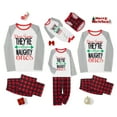 thumbnail image 1 of Votuleazi Christmas Pajamas for Family Long Sleeve Arrow Letter Print Tops + Plaid Pants Set Sleepwear, 1 of 9