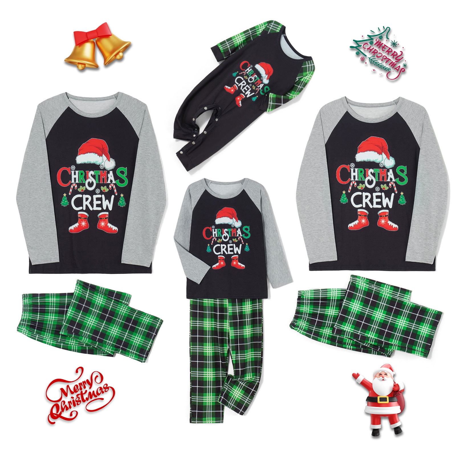 Votuleazi Christmas Pajamas for Family Long Sleeve Letter Print Raglan ...