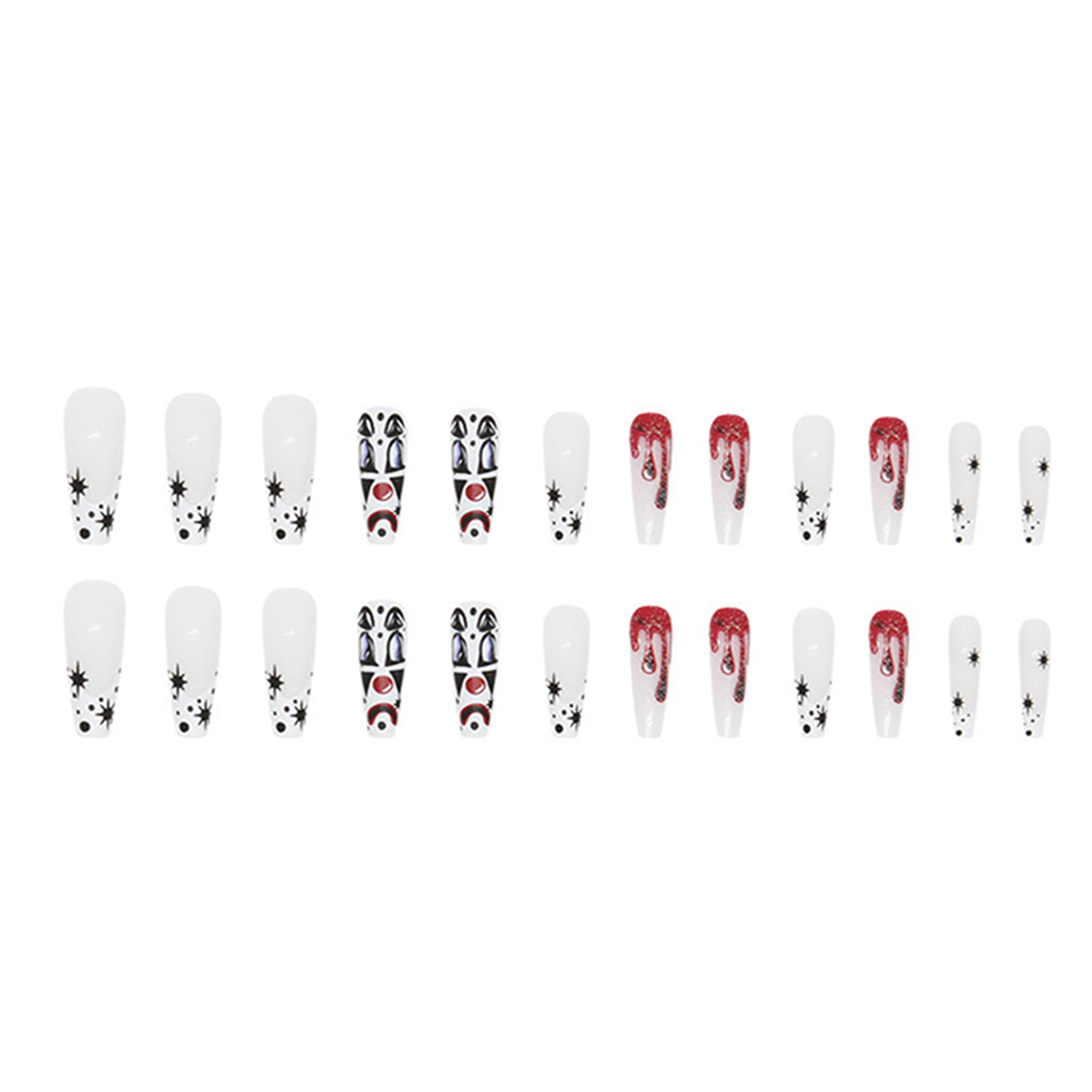 Votuleazi Halloween Press on Nails 24Pcs Long Fake Nails Clown Square