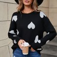 thumbnail image 1 of Votuleazi Heart Sweater for Women Cute Pullover Sweaters Casual Crewneck Long Sleeve Knitted Kawaii Sweaters, 1 of 9