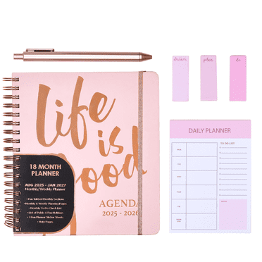 Votum 2025-2027 Monthly Large Planner- Daily, Weekly & Monthly Organizer with Pens, Stickers and Sticky Notes - Life is Good, August 2025 to January 2027, Stylish & Durable