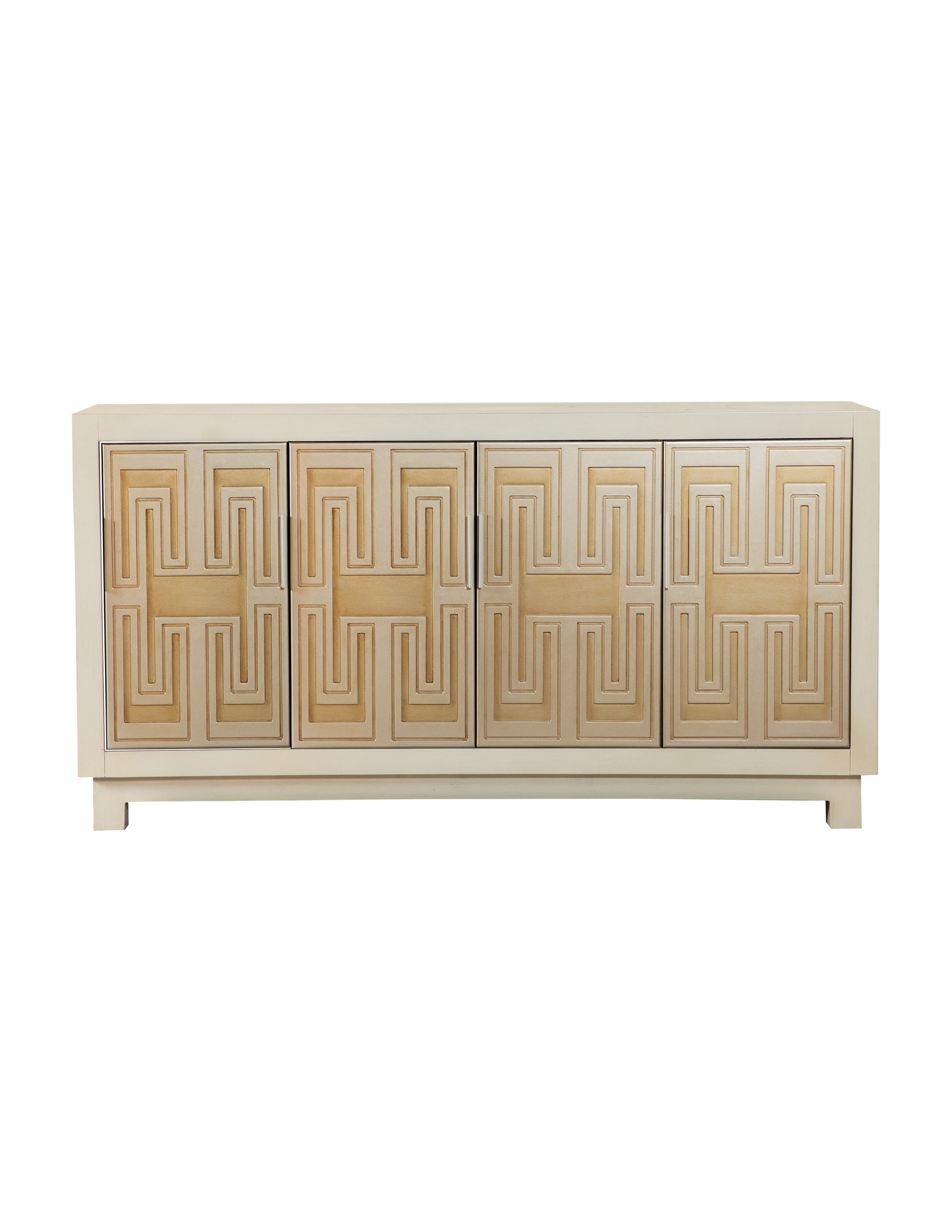 Voula White and Gold 60" 4-Door Accent Cabinet