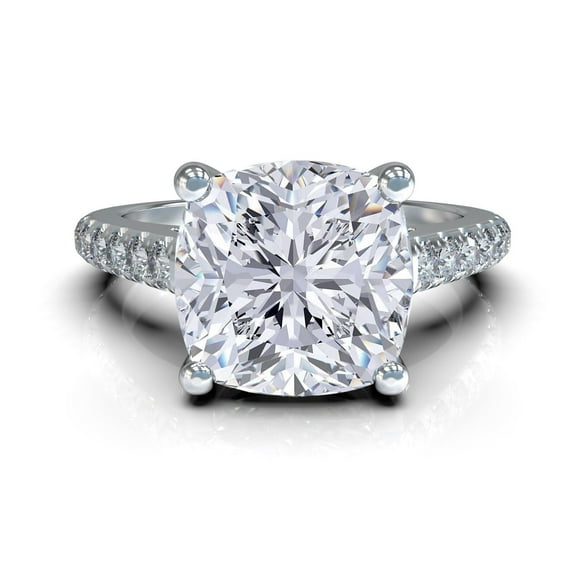 Vous Cushion Cut Cathedral Solitaire Engagement Ring, Sterling Silver w/Pure Brilliance Zirconia-Size 8