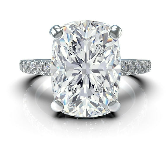 Vous Elongated Cushion Cut Solitaire Engagement Ring, Sterling Silver w/Pure Brilliance Zirconia-Size 4.5
