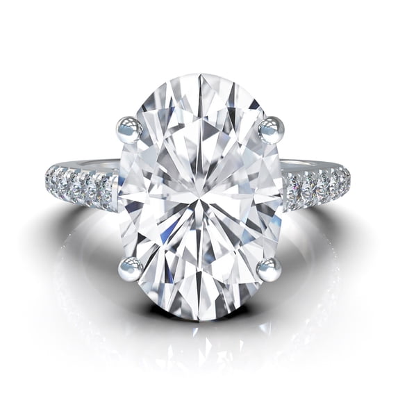 Vous Oval Cut Solitaire Engagement Wedding Ring, Sterling Silver w/ Pure Brilliance Zirconia - Size 10.5