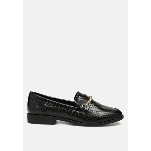 Vouse Low Block Loafers Adorned With Golden Chain