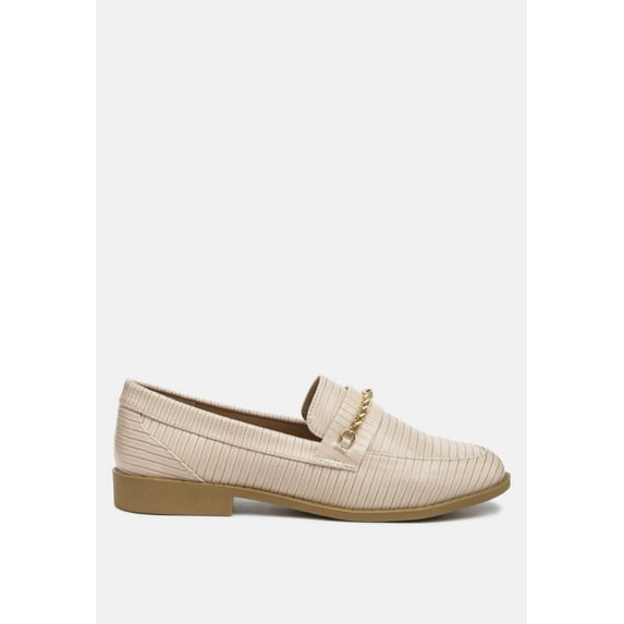 Vouse Low Block Loafers Adorned With Golden Chain