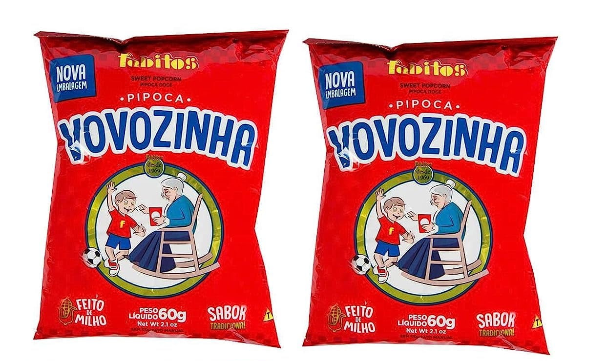 Vovozinha - Sweet Popcorn - 2.1 oz each (PACK OF 02) | Pipoca Doce Fabitos  Vovozinha - 60g cada - Walmart.com, image size:1243x740