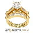 thumbnail image 1 of Vow & Forever Personalized Planet Bridal 14K Gold over Sterling Silver Brilliant White Topaz 2 Piece Engraved Wedding Set ,Women's, 1 of 4