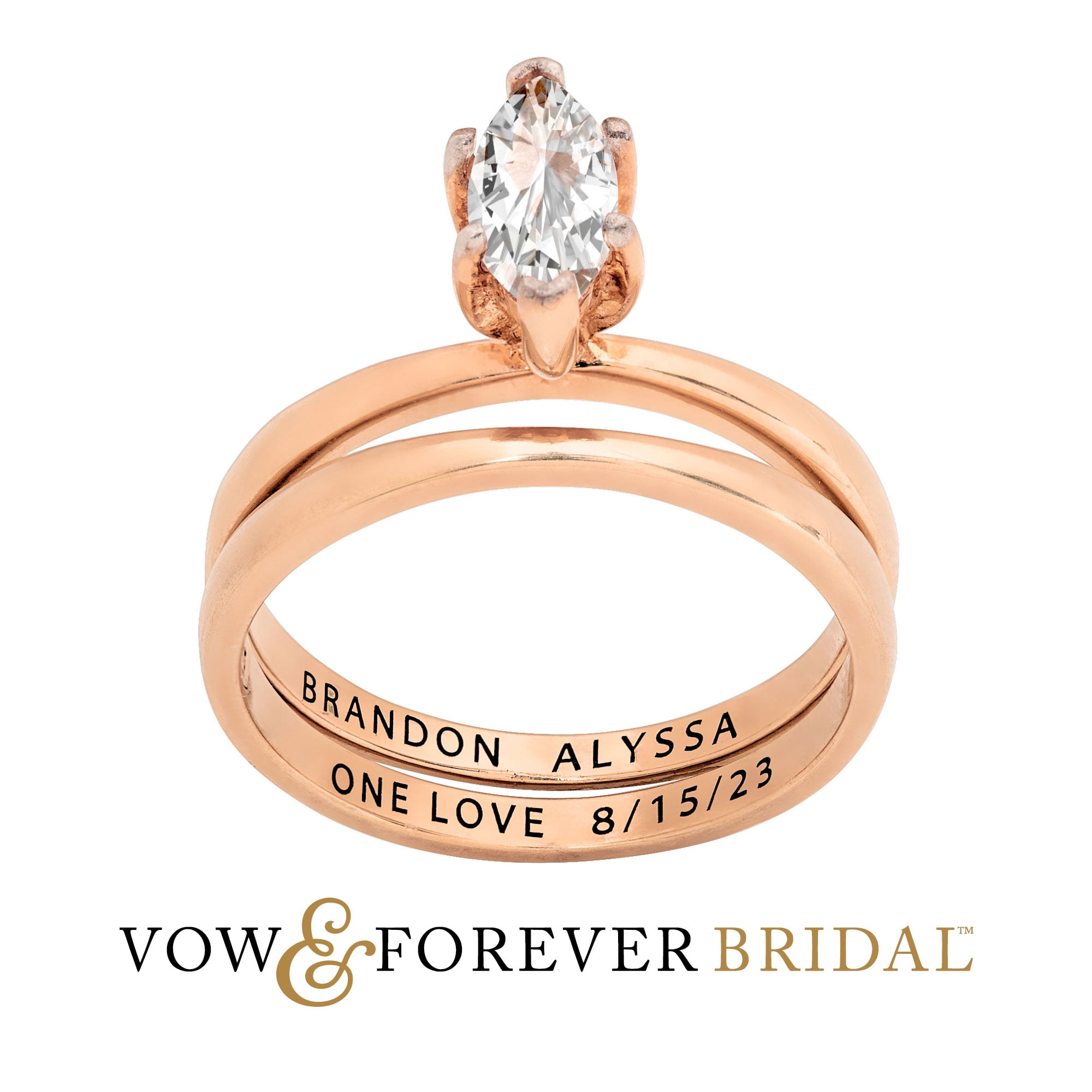 Vow & Forever Personalized Planet Bridal 14K Rose Gold over Sterling Vow & Forever Personalized Planet Bridal 14K Rose Gold over Sterling