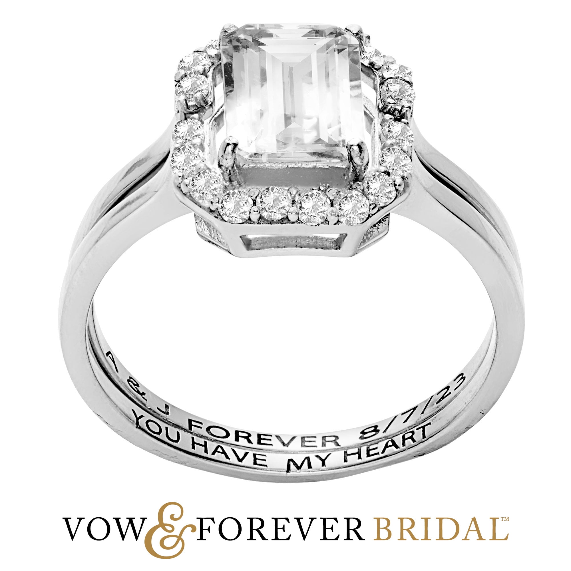 Vow Forever Personalized Planet Bridal Platinum over Sterling