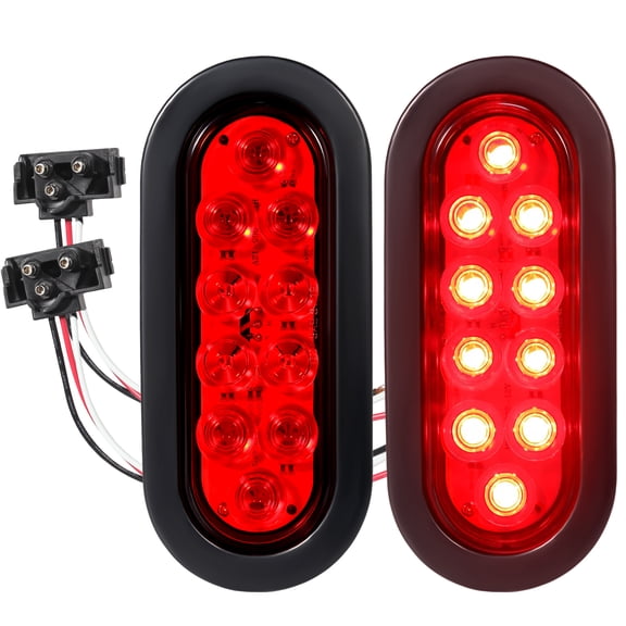 Vowella 2-Pack 6" Red Oval LED Trailer Tail Lights, Stop Turn Brake Light Kit, Waterproof Universal for RV, Trucks, Buses, Trailer