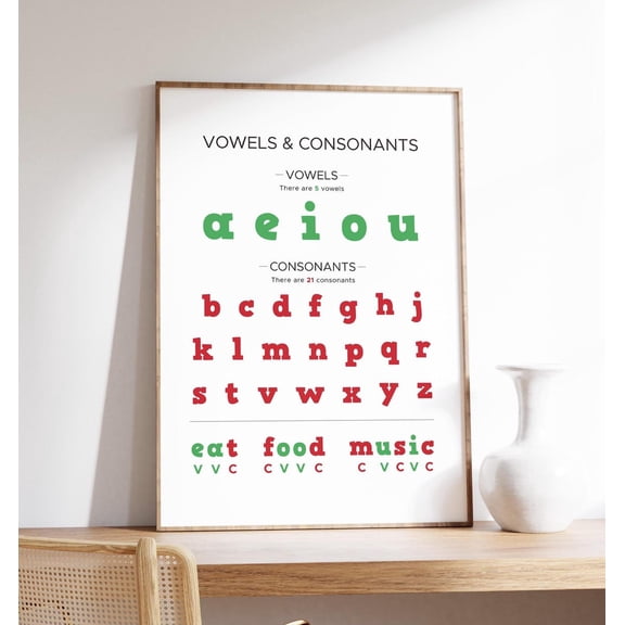 Vowels And Consonants Color Coding Educational Poster