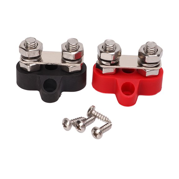 Vowen 1 Pair 48V Power Stud Stainless Steel Post Bus Bar Terminal Block with Brass Washers for RV Boat 5/16 Inch