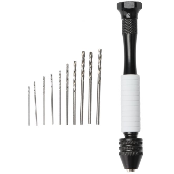 Vowen 11-Piece Hand Twist Drill and Micro Twist Drill Bits Set for Manual Precision Crafting and Hobby Projects with 10 High Speed Steel Bits