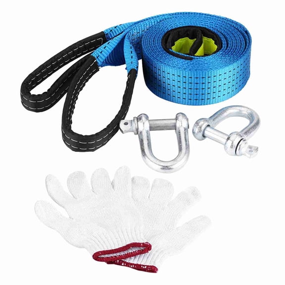 Vowen 16.4ft Car Trailer Tow Rope Road Recovery Towing Cable with Reflective Strip U-Shape Carbon Steel Hooks 8 Tons 17600 lbs Break Strength Vehicle Accessories