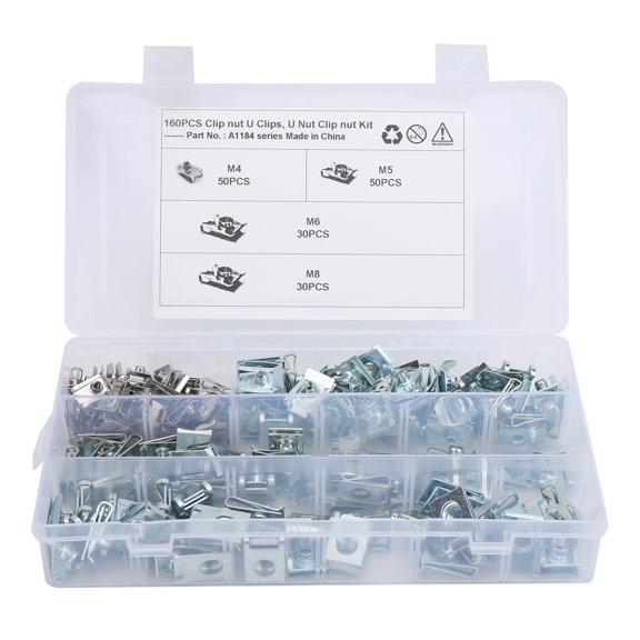 Vowen 160Pcs U-Clips Chimney Nut 304 Stainless Steel Fastener M4 M5 M6 M8 for Motorcycle and Car
