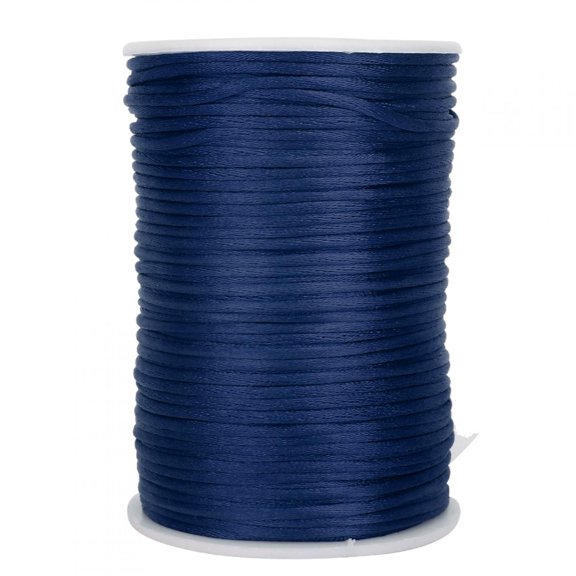 Vowen 2.6 in x 100 Yards (6.5 cm x 91.4 m) Navy Nylon Braided Satin Cord Roll, Smooth Luster Craft Ribbon Trim for DIY Jewelry Making, Knotting, Beading, Gift Packaging, and Wedding Decor