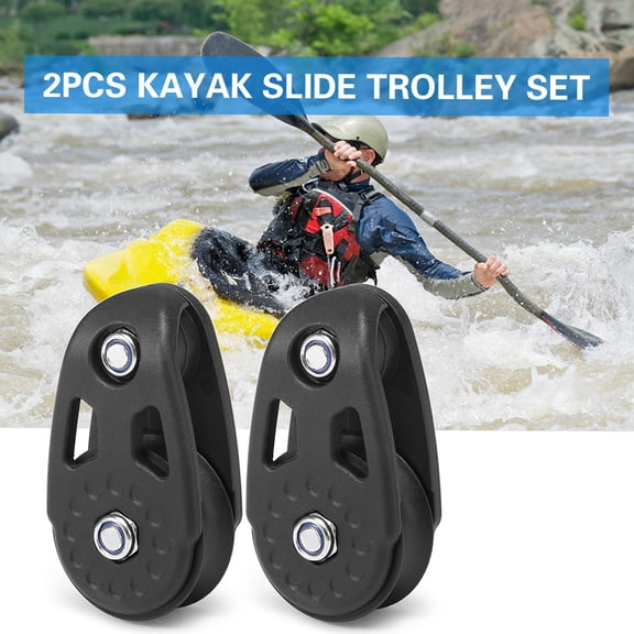 Vowen 2 PCS Kayak Slide Rail Anchor Trolley Kit Pulley Blocks for Kayak Canoe Boat