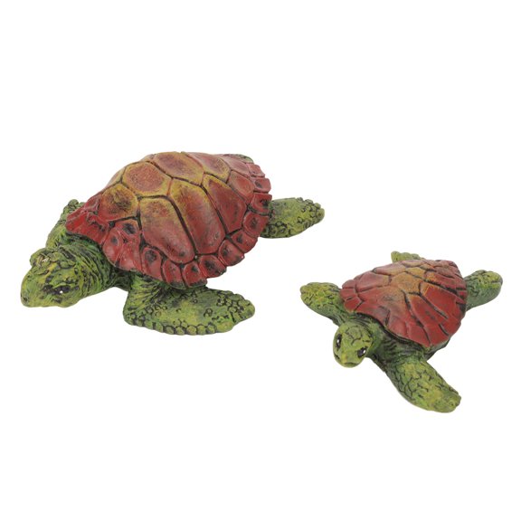 Vowen 2 Pcs Turtle Statues Cute Resin Garden Figurine with UV Resistant Coating Weatherproof Mother and Hatchling Animal Sculptures for Patio Courtyard Lawn Outdoor Decor