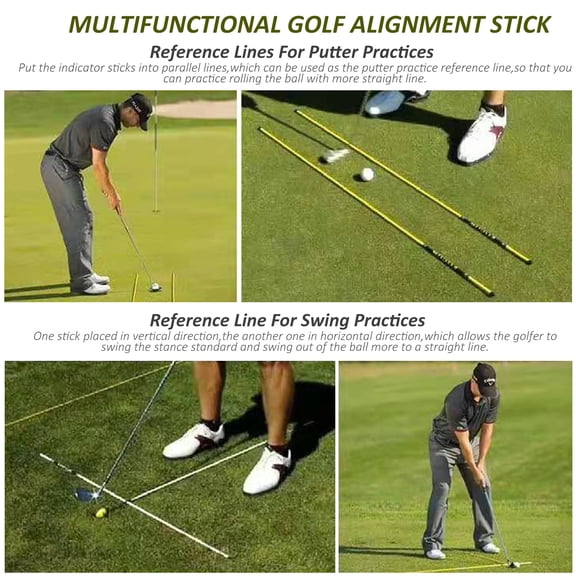 Vowen 2pcs Folding Golf Alignment Sticks Golf Indicator Training Equipment Accessories Yellow 47.6 inches Fiberglass Practice Reference Line for Posture Standard