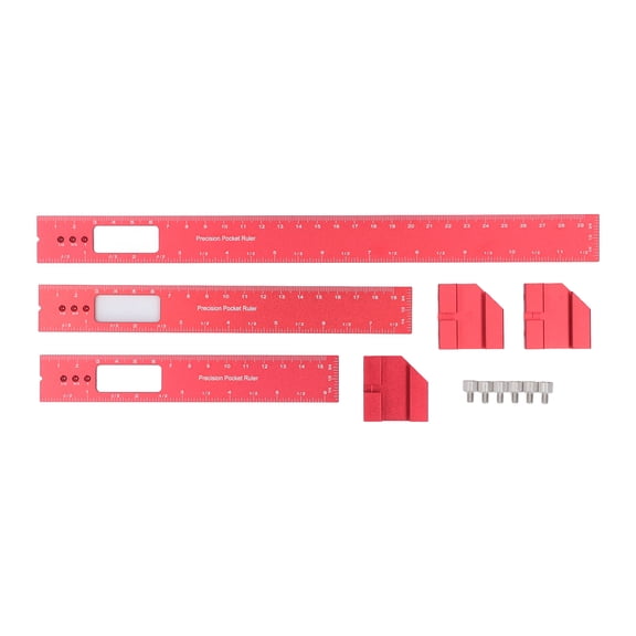 Vowen 3PCS Woodworking Pocket Ruler Set with Adjustable Sliding Stop, Anodized Aluminum Alloy Carpentry Squares Angle Gauge Layout Measuring Tool, Dual Scale 6.3 in / 16cm, 7.9 in / 20cm, 11.8 in /