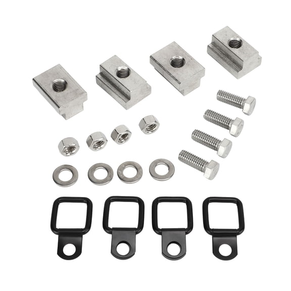 Vowen 4 Sets Fastener Screws Nut Kit Bed Deck Rail T Slot Nuts Tie Down Anchors D Rings Hex Head Bolts for Truck SUV Trailer Cargo Tie-Down Replacement Parts