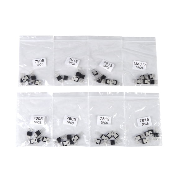 Vowen 40 Pieces 8 Types N Channel JFET Transistor Assortment Kit, 7805 7809 7812 7815 7905 7912 7915 LM317 TO-220, Electronic Circuit Components