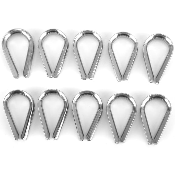Vowen 4MM Stainless Steel Boat Wire Rope Clamps Cable Protective Ring Firm Thimbles Clips for Marine Rigging Hoisting and Industrial Applications Silver 10 Count