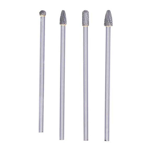 Vowen 4pcs Tungsten Carbide Rotary Burr Set 150-160mm Extra Long Reach 6mm Shank Single Double Cut Carving Bits for Wood Plastic Shaping