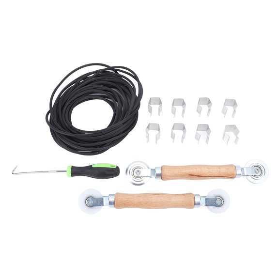Vowen 5 in 1 Window Door Screen Repair Kit with Steel and Nylon Roller, 32.8ft Spline, 8pcs Clips, Removal Hook for Window Frame and Patio Sliding Door Maintenance