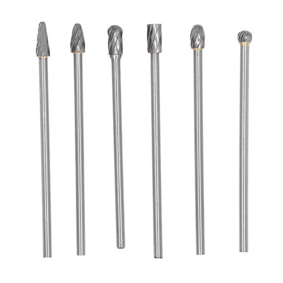 Vowen 6pcs Carbide Burrs Set Lengthen Tungsten Steel Solid Rotate Cylinder Head Porting Kit for Woodworking