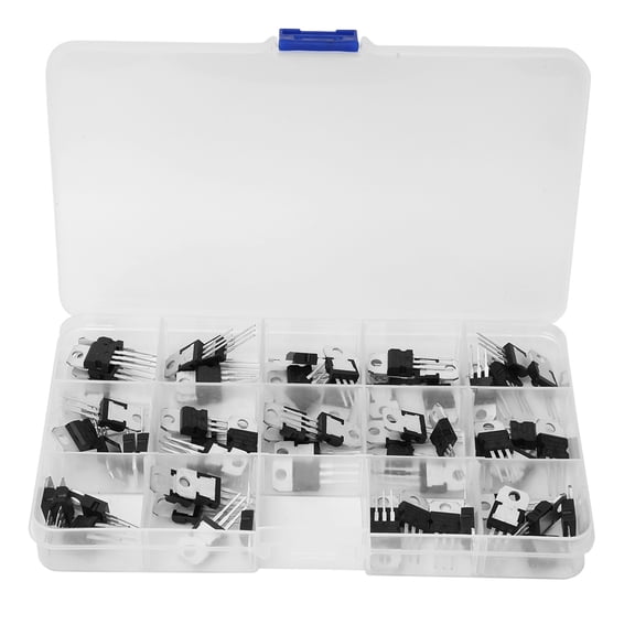 Vowen 70 Pieces 14 Values Voltage Regulator Transistor Assortment Set TO-220 Three Terminal Positive Negative Linear Regulators LM317 L7805 with Case