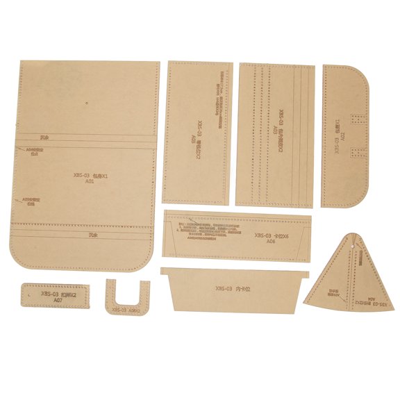 Vowen 9Pcs Wallet Pattern Template Clear Acrylic Stencil Drawings Set Leather Hand Craft DIY Tool