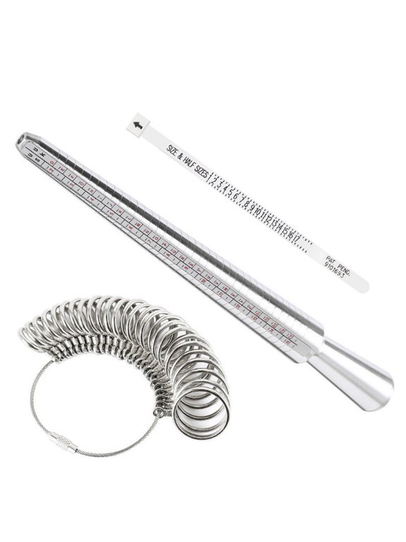 Aluminium Ring Sizer Mandrel Tool with Gauge Set and Measuring Tape