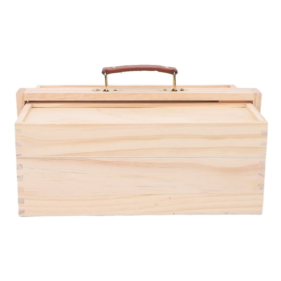 Vowen Artist Tool Storage Box, Multi-Functional Wooden Art Supply Organizer with Detachable Drawer, Solid Beech Wood Craft Case for Home and Studio, 14.25 x 9.25 x 5.875 inches
