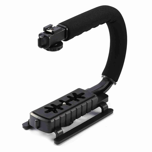 Vowen Black Super Grip Video DV SLR Camera Stabilizing Handle for DSLR Camcorders, U-Shape Handheld Video Stabilizer Bracket with Removable Shoe Mount and 1/4-20 Thread, Plastic and Sponge