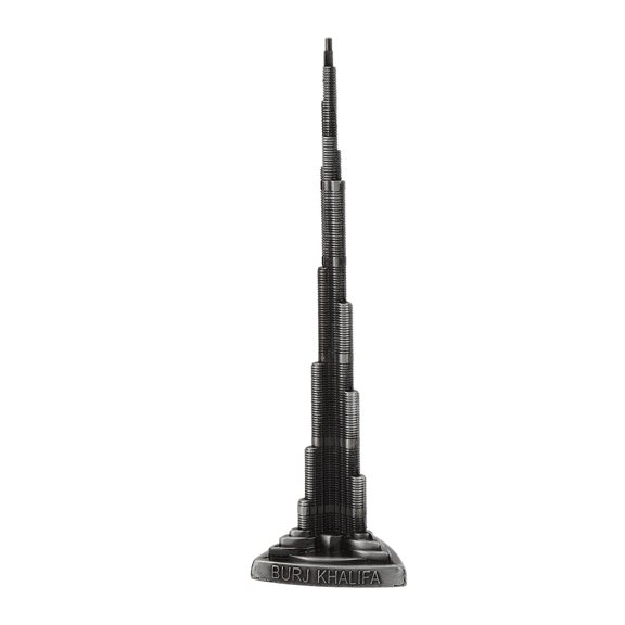 Vowen Burj Khalifa Tower Model Gray Alloy Miniature Dubai Tower Ornament Landmark Building Decor 18cm 7.09in