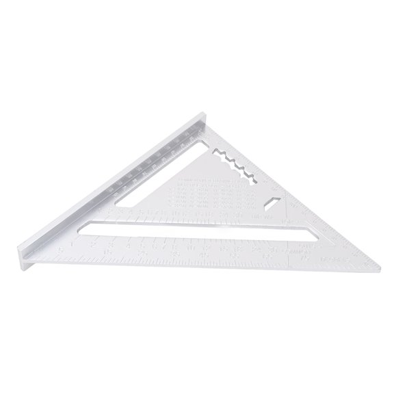 Vowen Carpentry Triangle Ruler Aluminum Alloy Metric Imperial Scales Protractor Silver