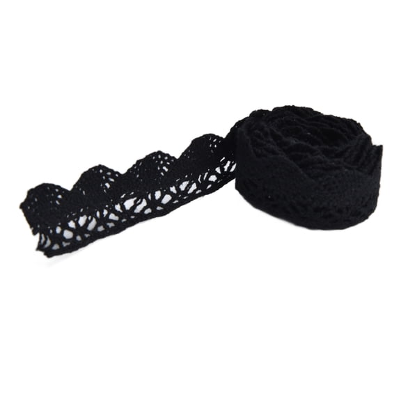 Vowen DIY Cotton Lace Ribbon Net Trim, 0.8 Inches Width, 20 Yards, Elegant Fabric Sewing Trim for Curtains, Clothes, Tablecloths, and Gift Packaging, Black