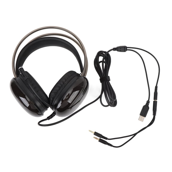 Vowen Gaming Headset RGB Rainbow Lighting Wired Over Ear Headphones with Mic 50mm Drivers Black