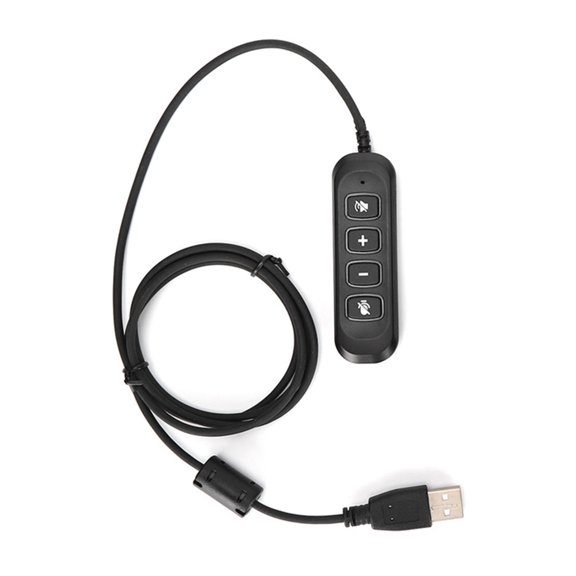 Vowen H901 USB Headset Adapter with Volume Control and Microphone Mute Button, 3.5mm Female to USB Male Audio Cord Converter for Call Center Equipment, ABS Housing, Black, 1 Count