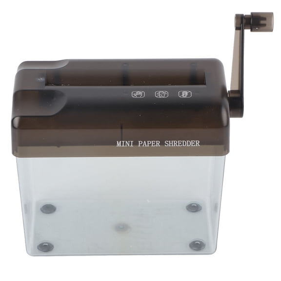Vowen Manual Paper Shredder Portable Hand Crank Mini Strip Cut Desktop Document Cutter with Clear Bin Gray